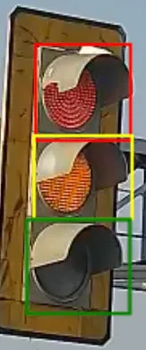 Incorrect example of light frames misaligned and not tightly bounding the red, yellow, and green traffic light lenses