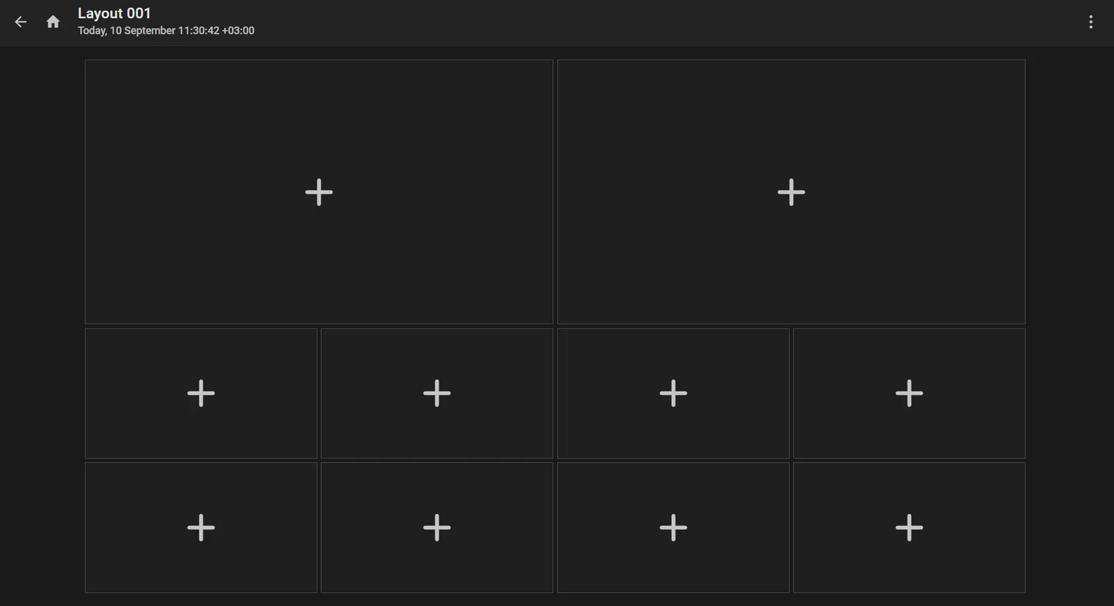 Created layout with empty cells marked with +