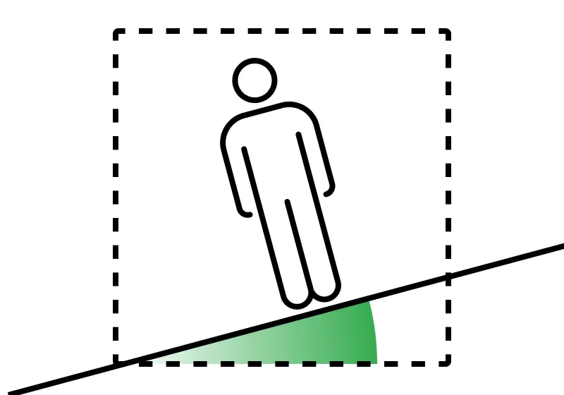 Front view of the camera roll, the frame rotated about the camera axis relative to the horizon